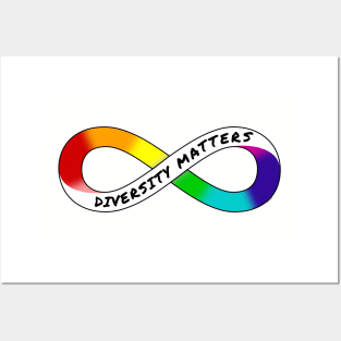 Diversity Matters - Rainbow Infinity Symbol for Neurodiversity Neurodivergent Actually Autistic Pride Asperger's Autism ASD Acceptance & Appreciation Posters and Art